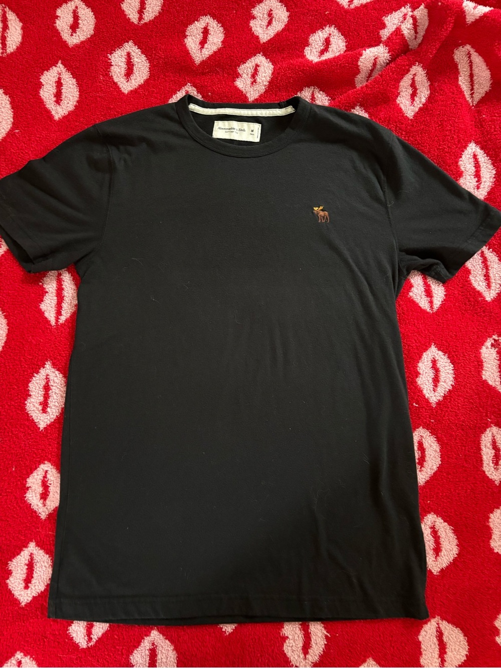 Abercrombie & Fitch Black Crewneck Tee with Small Embroidered Logo